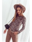 Veliūrinis bodis su leopardo apykakle 7431 - Internetinė parduotuvė - Boutique